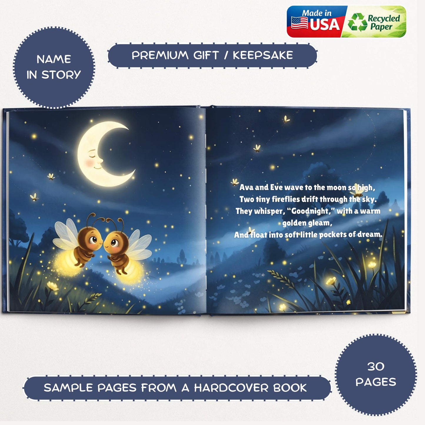 Personalized Twin Bedtime Story Book with Custom Name, Gift for Baby Siblings