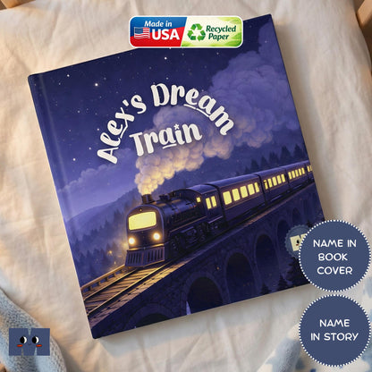 Personalized Baby Book with Name, Newborn Gift, Custom Bedtime Story, Baby Shower Gift, Alex’s Dream Train Storybook