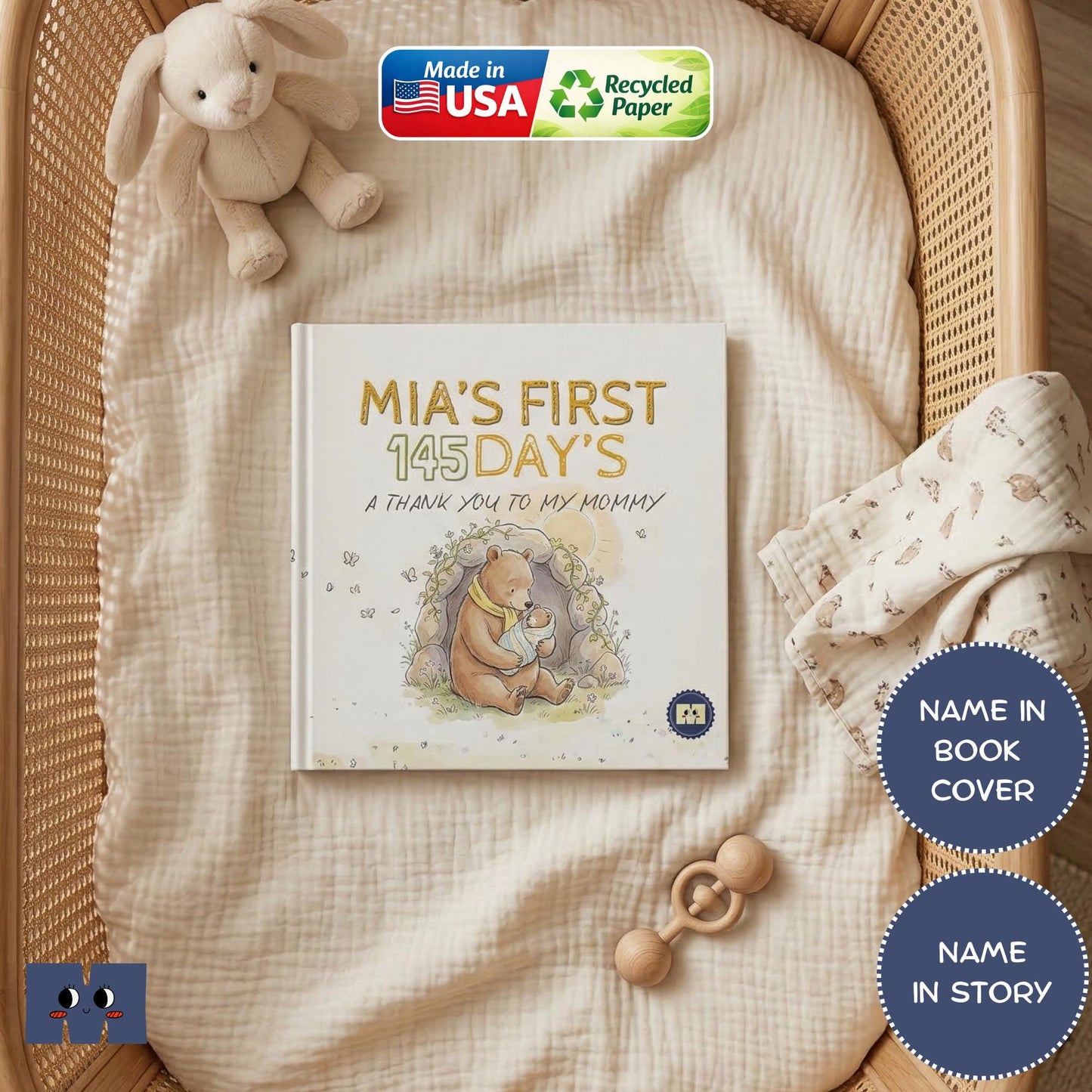 Personalised First Mother’s Day Book for Mummy, Mother’s Day Gif,  New Mum Keepsake Gift, First Time Mum Gift from Baby Girl & Boy