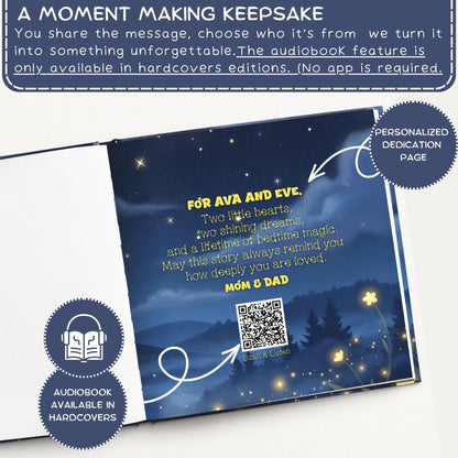 Personalized Twin Bedtime Story Book with Custom Name, Gift for Baby Siblings