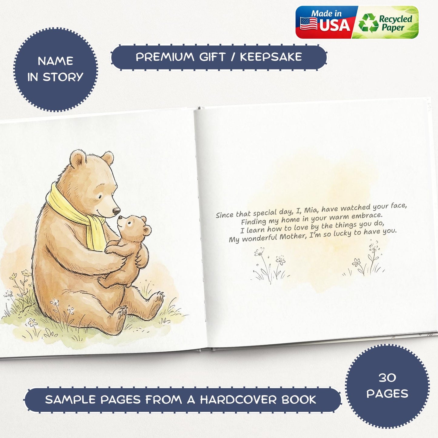 Personalised First Mother’s Day Book for Mummy, Mother’s Day Gif,  New Mum Keepsake Gift, First Time Mum Gift from Baby Girl & Boy
