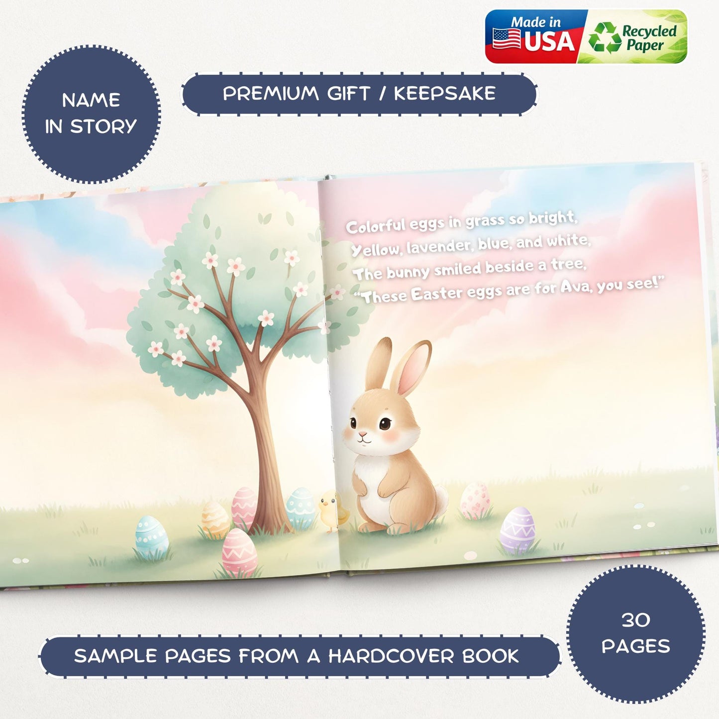 Personalized Easter Story Book for Kids, Baby's 1st Easter Gift, Custom First Easter Keepsake for Boys & Girls, Toddler Memory Book