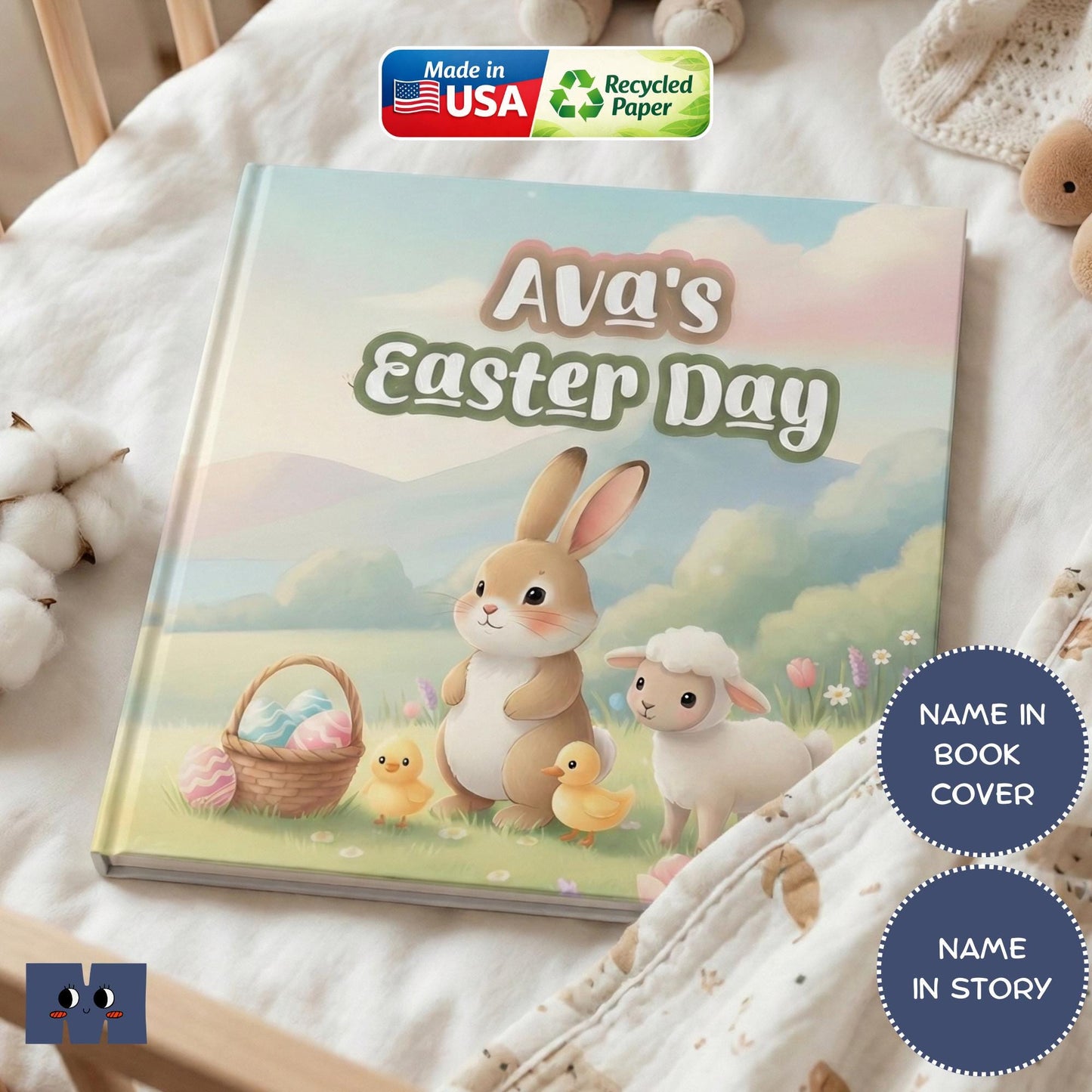 Personalized Easter Story Book for Kids, Baby's 1st Easter Gift, Custom First Easter Keepsake for Boys & Girls, Toddler Memory Book