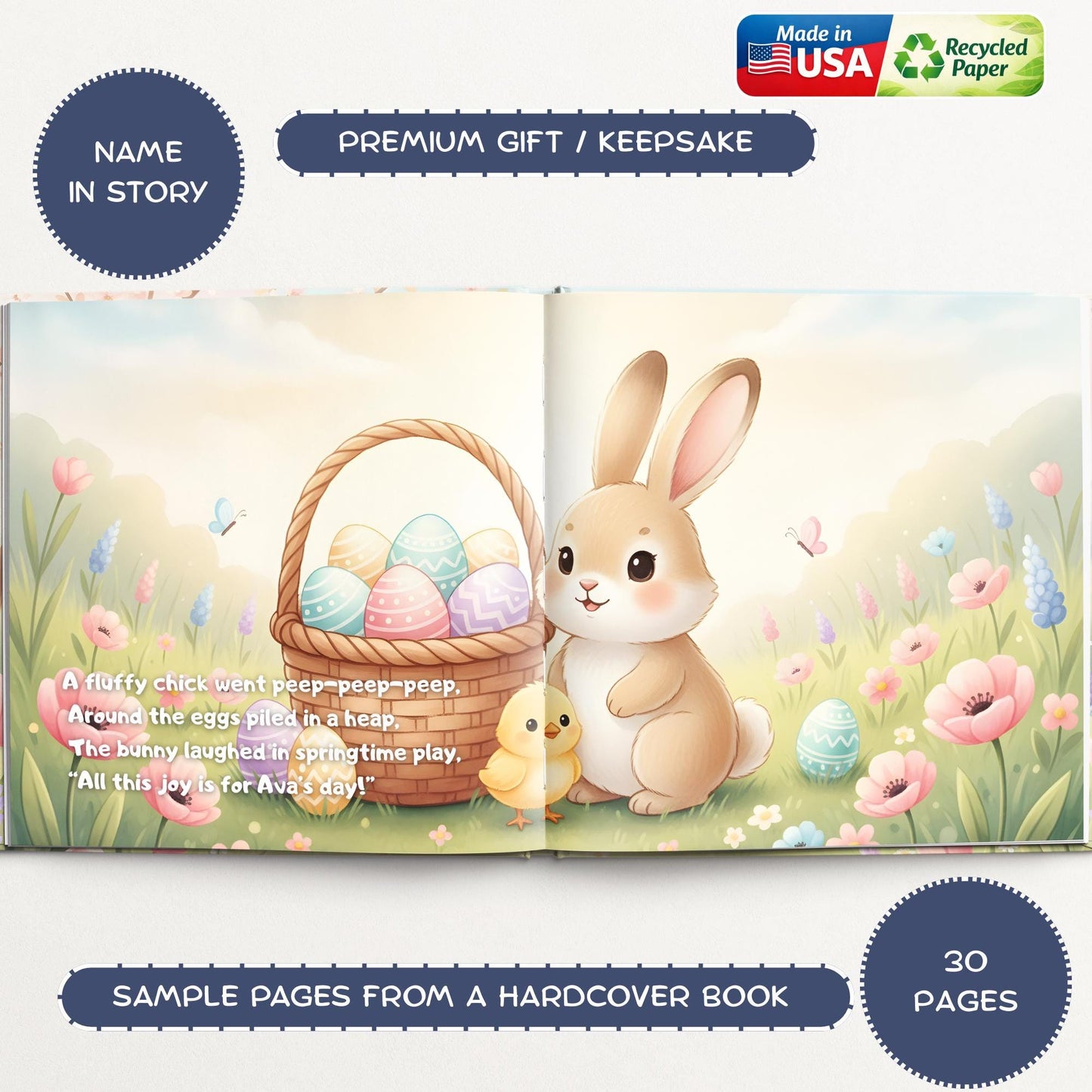 Personalized Easter Story Book for Kids, Baby's 1st Easter Gift, Custom First Easter Keepsake for Boys & Girls, Toddler Memory Book
