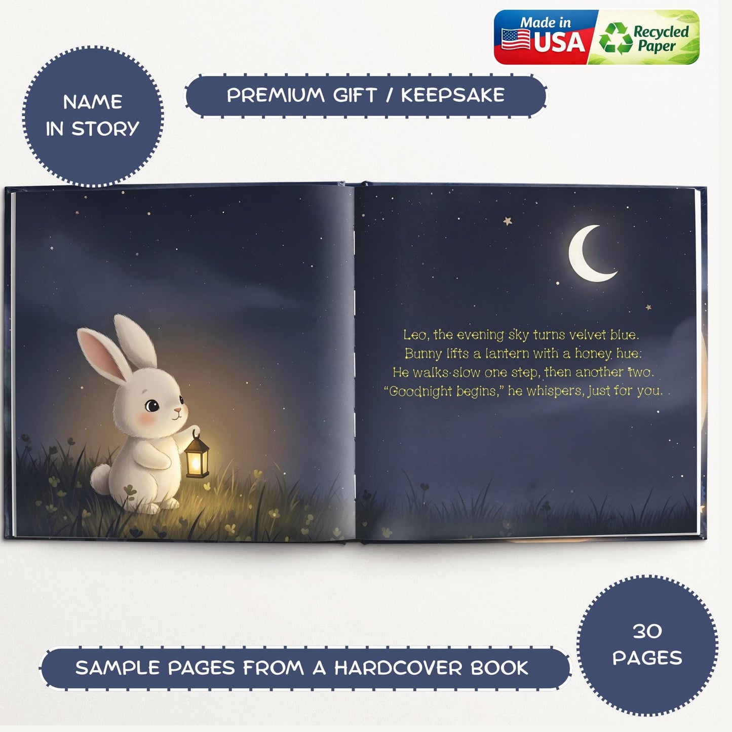Personalized Baby Bedtime Story Book, Custom Name Keepsake, Nighttime Gift For Newborns Toddlers