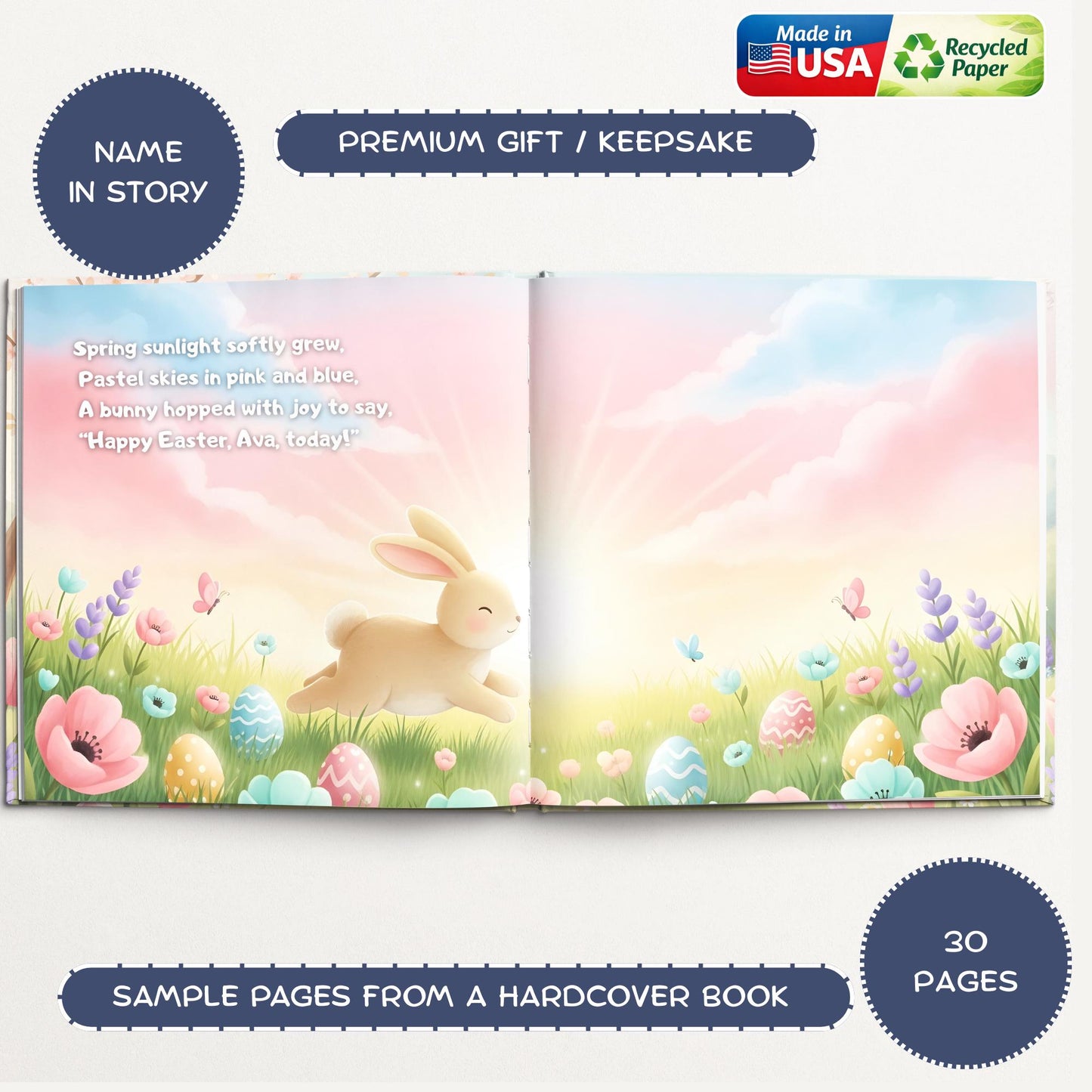 Personalized Easter Story Book for Kids, Baby's 1st Easter Gift, Custom First Easter Keepsake for Boys & Girls, Toddler Memory Book