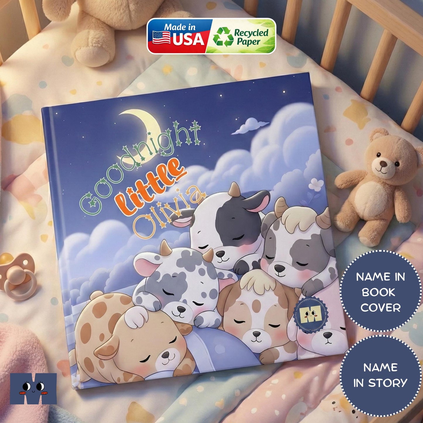 Personalized Baby Book With Name for 1st Birthday Gift Keepsake Bedtime Children's Storybook for Boys Girls Newborns and Grandchildren