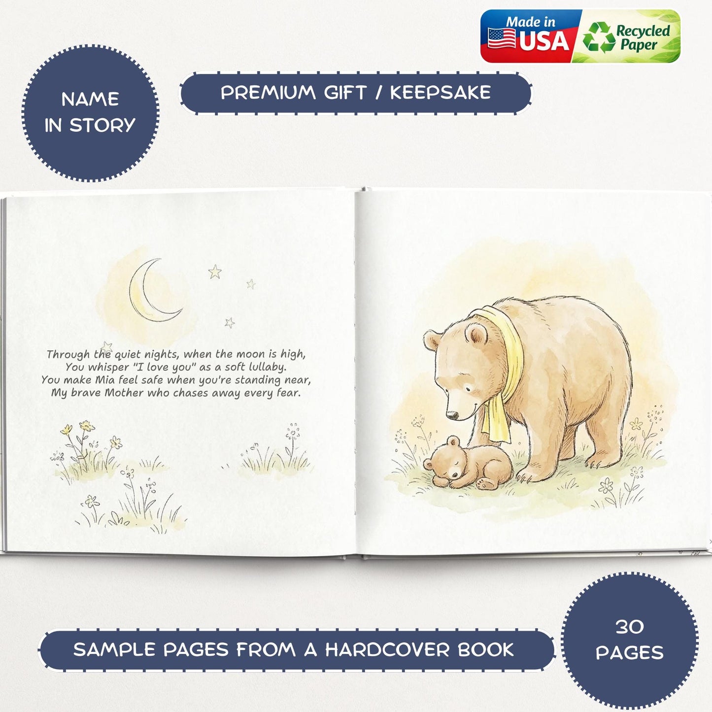 Personalised First Mother’s Day Book for Mummy, Mother’s Day Gif,  New Mum Keepsake Gift, First Time Mum Gift from Baby Girl & Boy