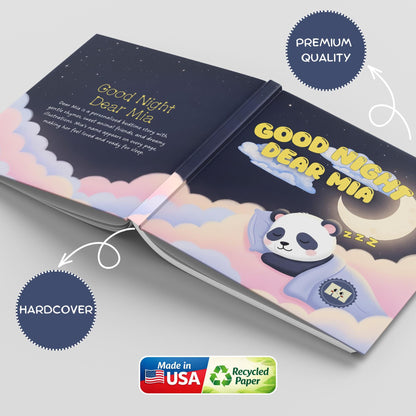 Personalized Panda Baby Book, Goodnight Bedtime Story, Nursery Keepsake