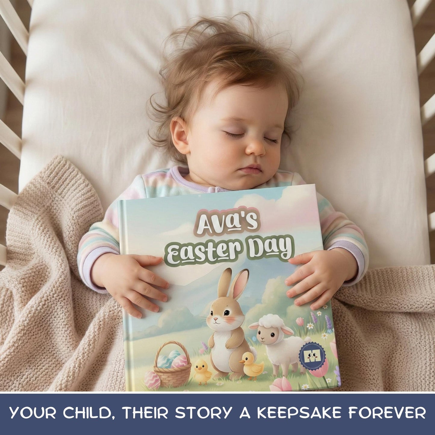 Personalized Easter Story Book for Kids, Baby's 1st Easter Gift, Custom First Easter Keepsake for Boys & Girls, Toddler Memory Book