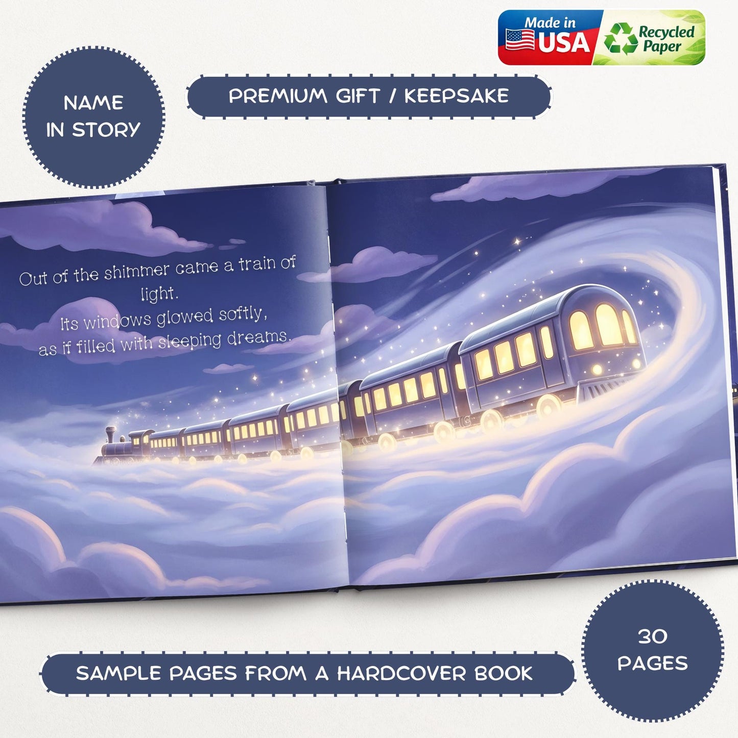 Personalized Baby Book with Name, Newborn Gift, Custom Bedtime Story, Baby Shower Gift, Alex’s Dream Train Storybook